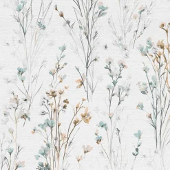 Vliestapete Floral Wildblumen Weiß Blau Beige 10561-35