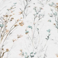 Vliestapete Floral Wildblumen Weiß Blau Beige 10561-35