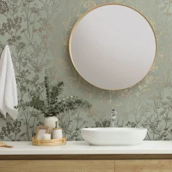Vliestapete Floral Wildblumen Grün Gold Metallic 82465