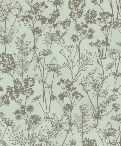 Vliestapete Floral Wildblumen Grün Gold Metallic 82465