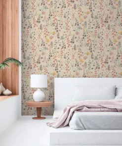 Vliestapete Floral Wildblumen Beige Braun 39606-2