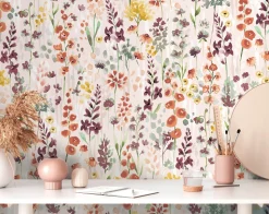 Vliestapete Floral Wildblumen Beige Braun 39606-2
