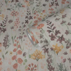 Vliestapete Floral Wildblumen Beige Braun 39606-2