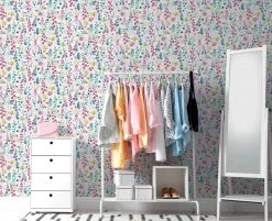 Vliestapete Floral Wildblumen Weiß Bunt 39606-1