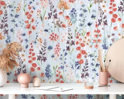 Vliestapete Floral Wildblumen Grau Orange 39606-3