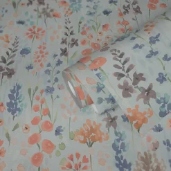 Vliestapete Floral Wildblumen Grau Orange 39606-3
