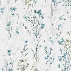 Vliestapete Floral Wildblumen Weiß Blau Grau 10561-18