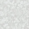 Vliestapete Floral Wildblumen Grau Weiß Glanz 82464