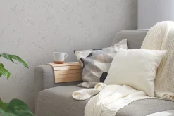 Vliestapete Floral Zweige Weiß Silber Metallic 39548-4