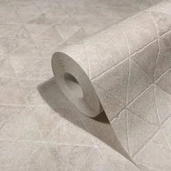 Vliestapete Geometrisch Beige Creme Metallic 82423