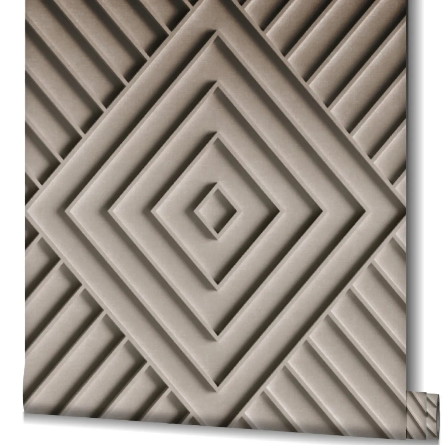 Vliestapete Geometrisch 3D Optik Raute Beige Grau 34484