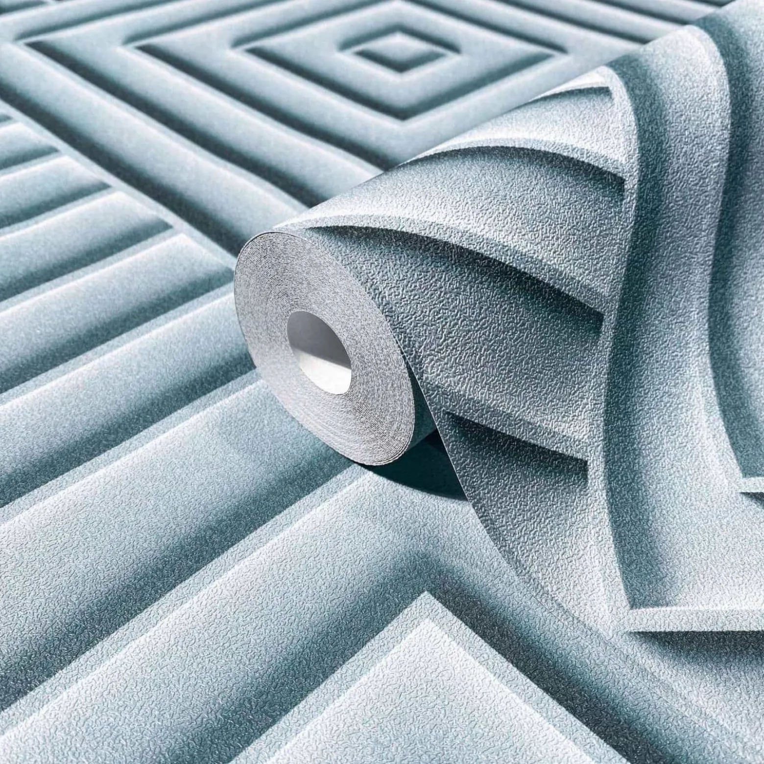 Vliestapete Geometrisch 3D Optik Raute Blau Grau 34482