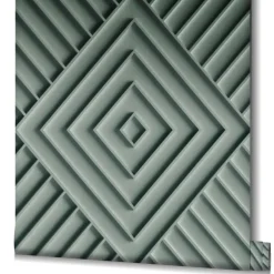 Vliestapete Geometrisch 3D Optik Raute Grau Grün 34485