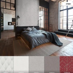 Vliestapete Geometrisch hellgrau silber Metallic 37869-1