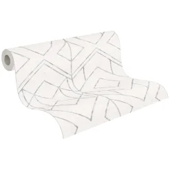 Vliestapete Geometrisch hellgrau silber Metallic 37869-1