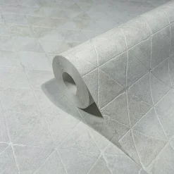 Vliestapete Geometrisch Hellgrau Creme Metallic 82422