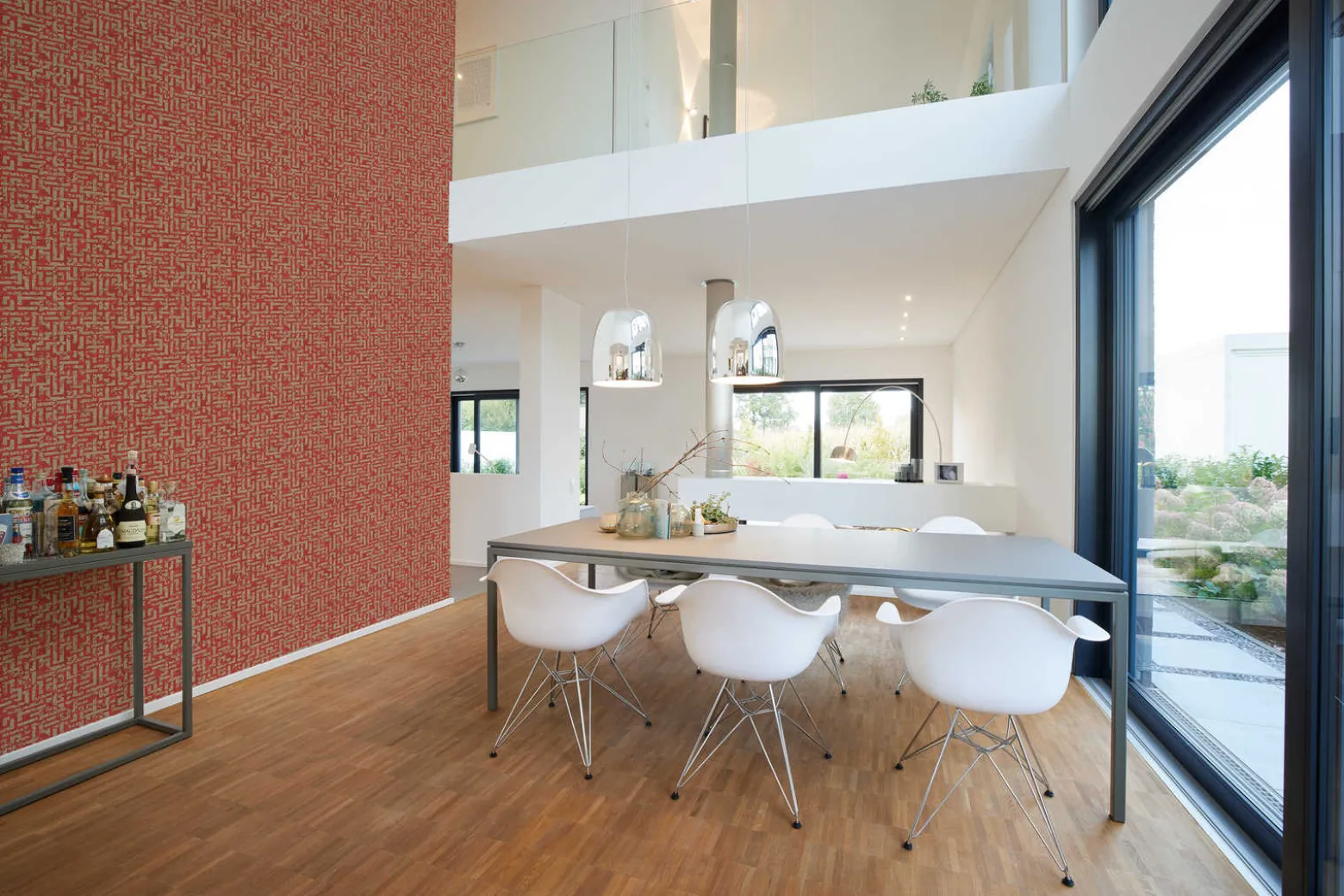 Vliestapete Geometrisch Labyrinth rot gold 38695-4