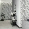Vliestapete Geometrisch Linien Creme Blau Grau 81630