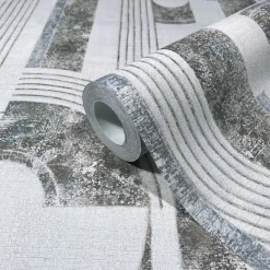 Vliestapete Geometrisch Linien Creme Blau Grau 81630