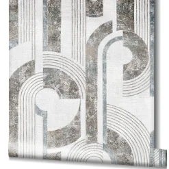 Vliestapete Geometrisch Linien Creme Blau Grau 81630
