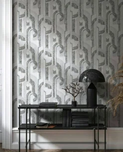Vliestapete Geometrisch Linien Creme Blau Grau 81630