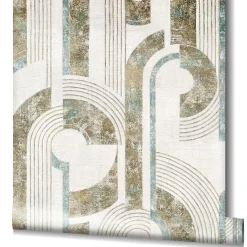 Vliestapete Geometrisch Linien Creme Beige Blau 81629