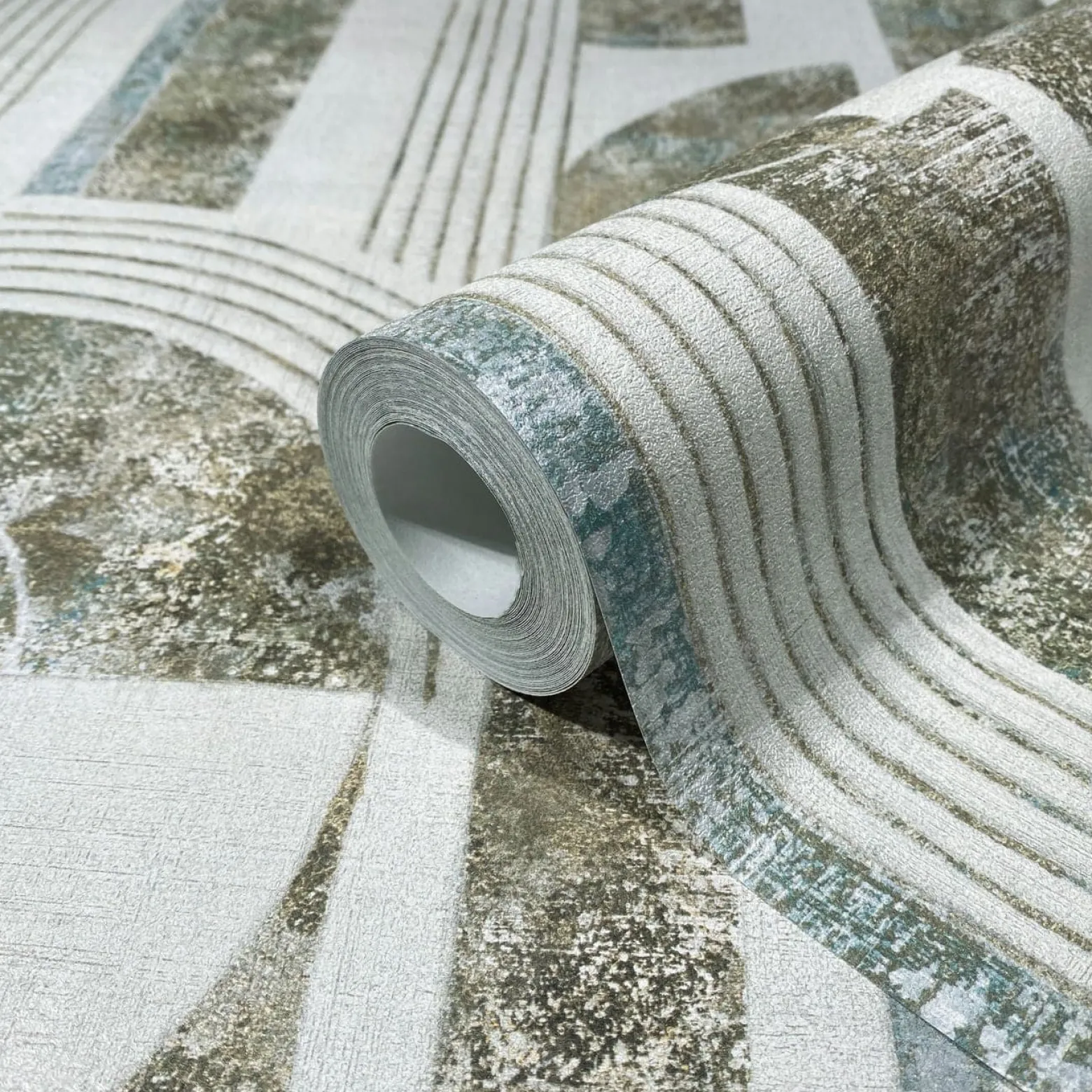 Vliestapete Geometrisch Linien Creme Beige Blau 81629