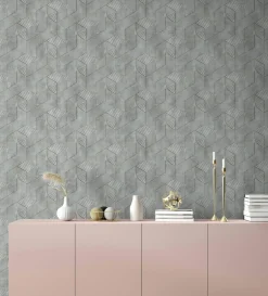 Vliestapete Geometrisch Streifen Grau Beige 81620