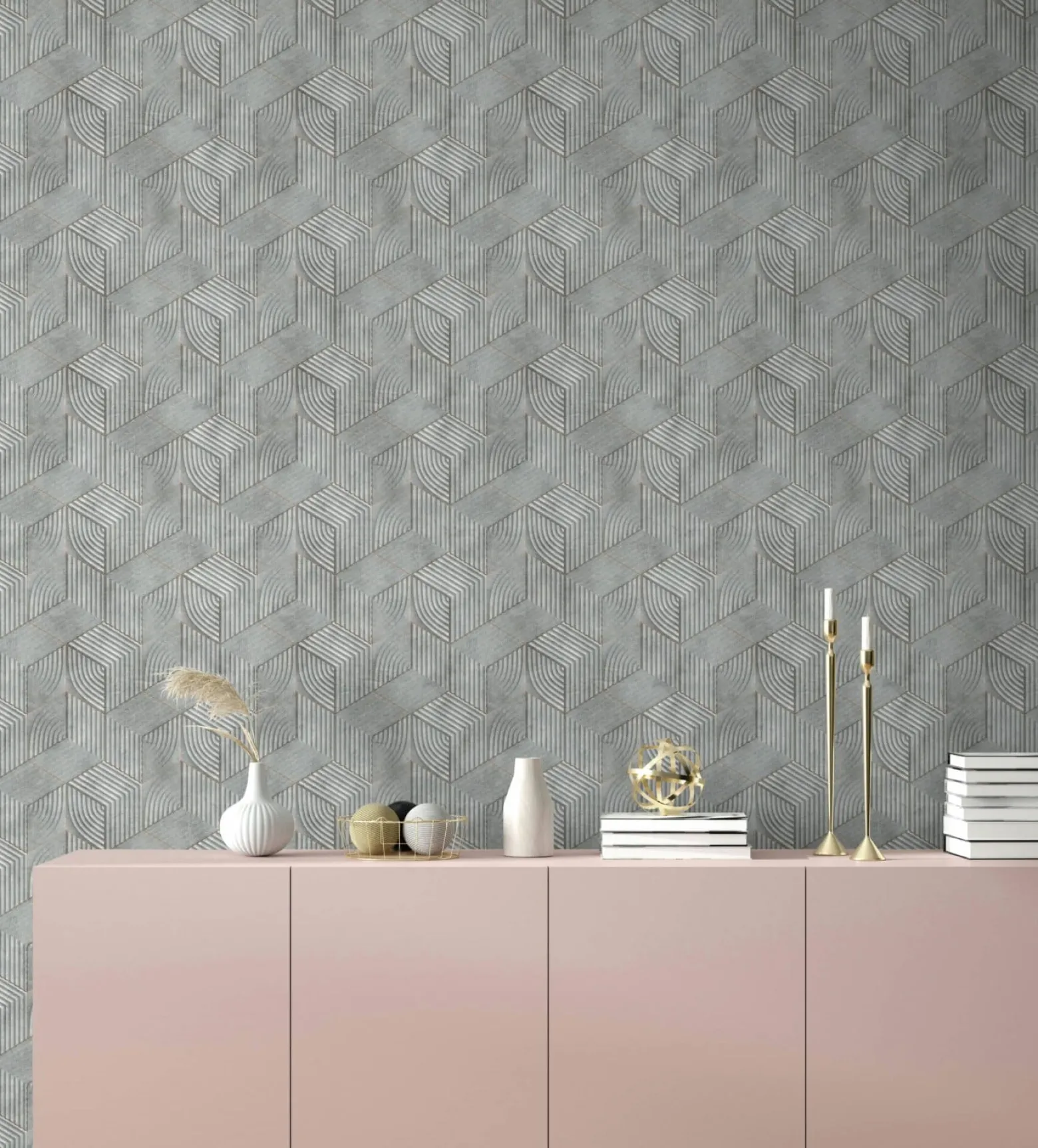 Vliestapete Geometrisch Streifen Grau Beige 81620