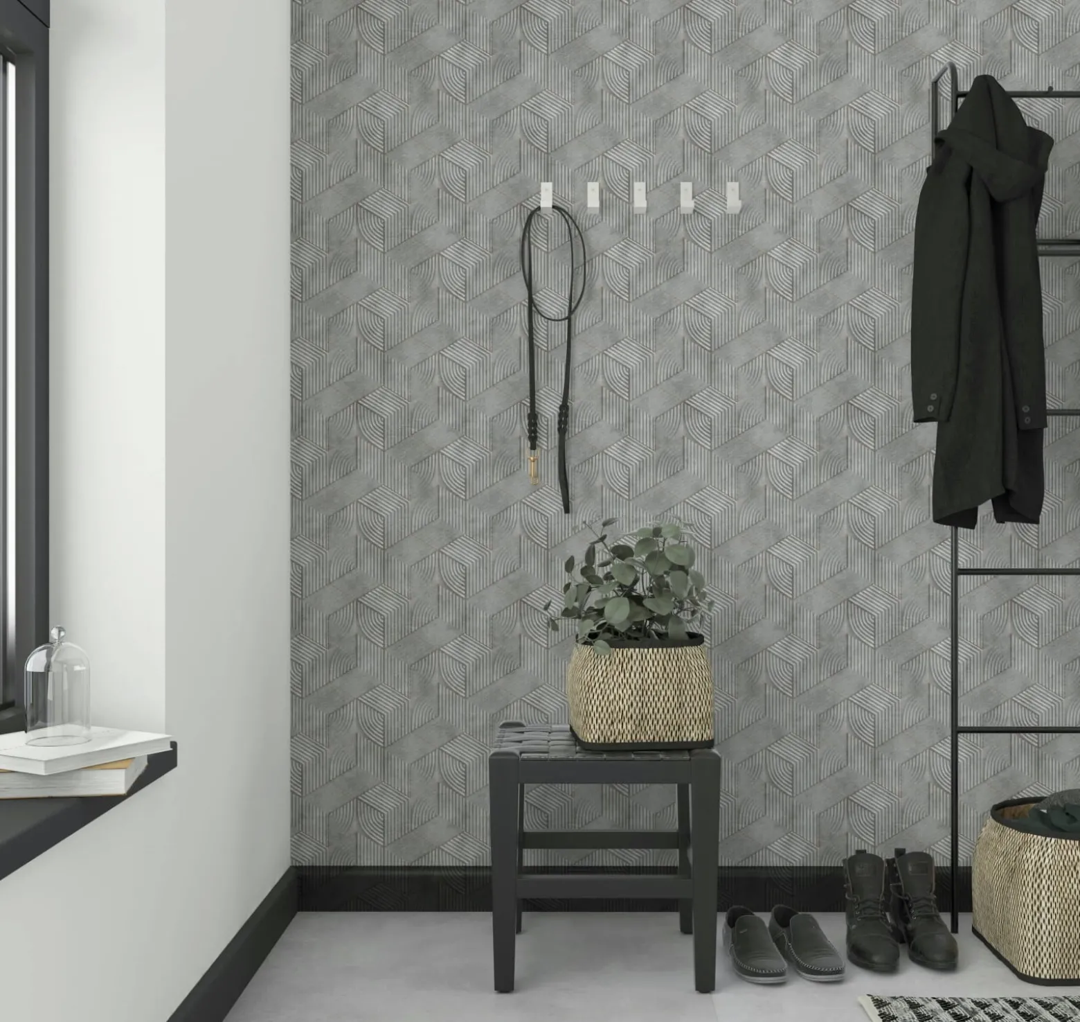 Vliestapete Geometrisch Streifen Grau Beige 81620