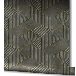 Vliestapete Geometrisch Streifen Grau Schwarz 81619