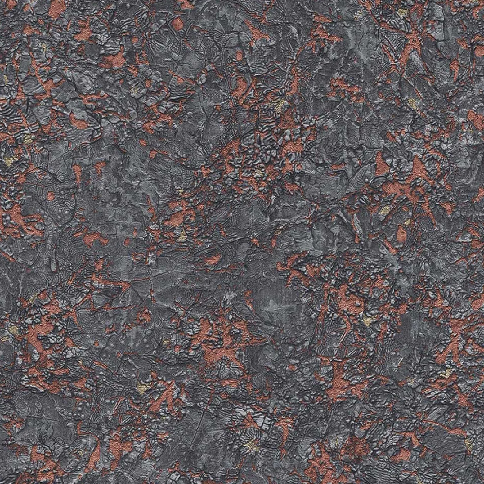 Vliestapete Gestein Optik Schwarz Kupfer Metallic 10302-15