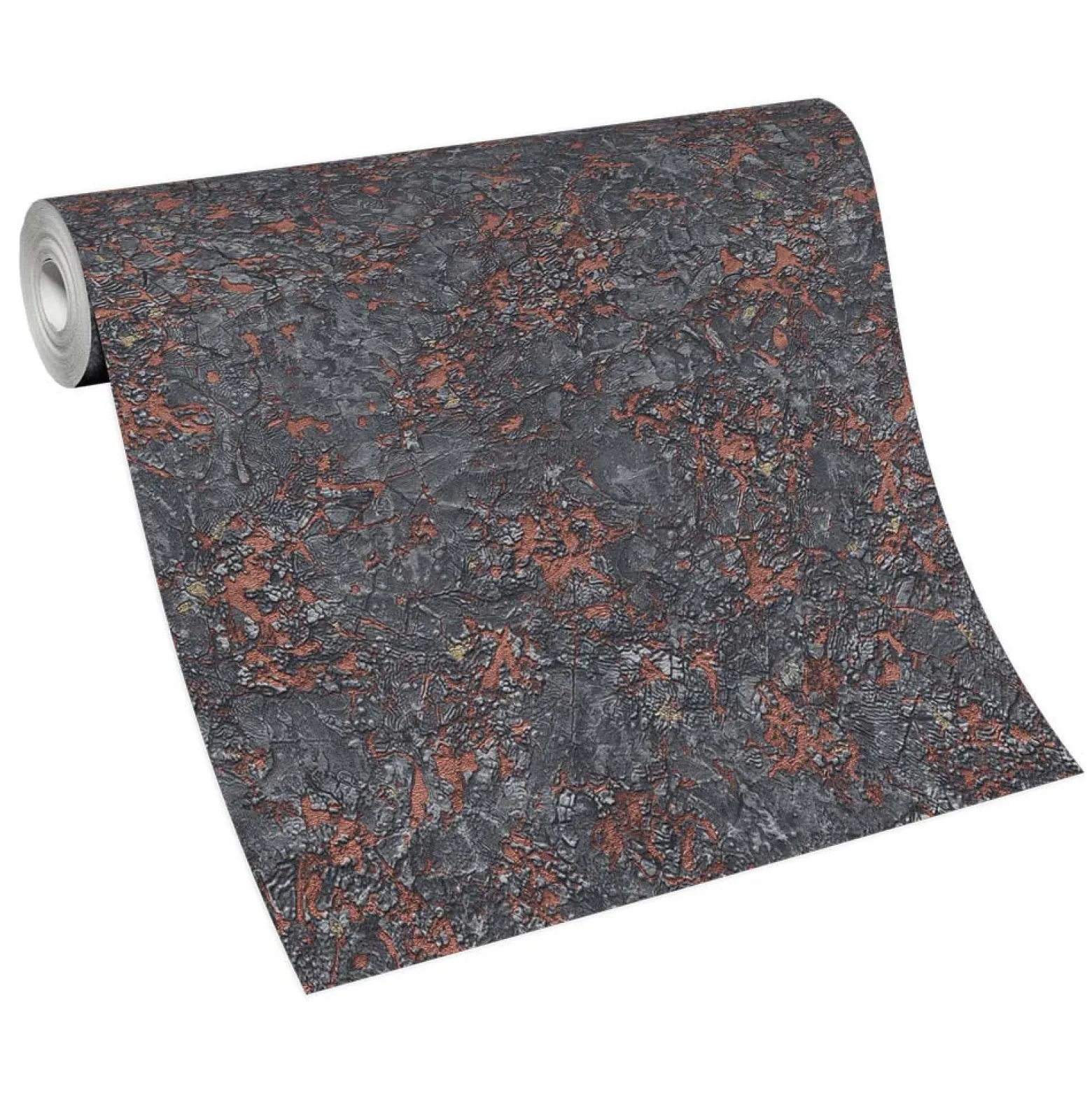 Vliestapete Gestein Optik Schwarz Kupfer Metallic 10302-15