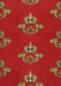 Vliestapete Glööckler Barock Krone rot Metallic 54856