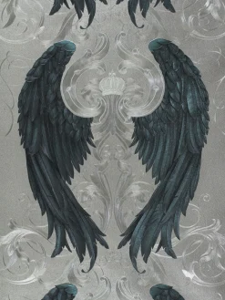 Vliestapete Glööckler Engelsflügel silber blau Metallic