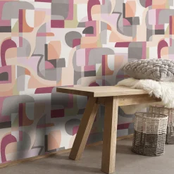 Vliestapete Grafik Abstrakt Orange Rosa Grau 10432-06