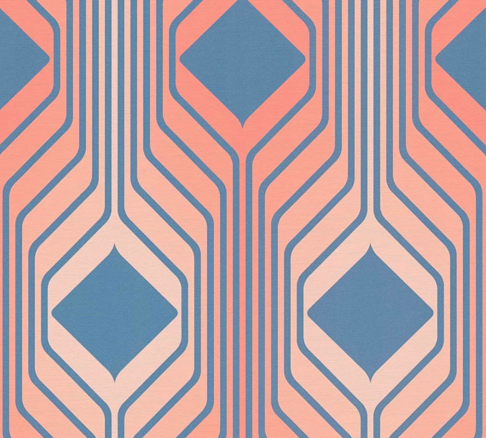 Vliestapete Grafik Art Deco Blau Rot Apricot 39532-2