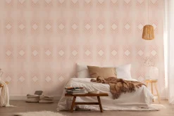 Vliestapete Grafik Art Deco Rosa Creme 39532-5