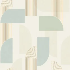Vliestapete Grafik Beige Blau Grün Gold Metallic MN3309