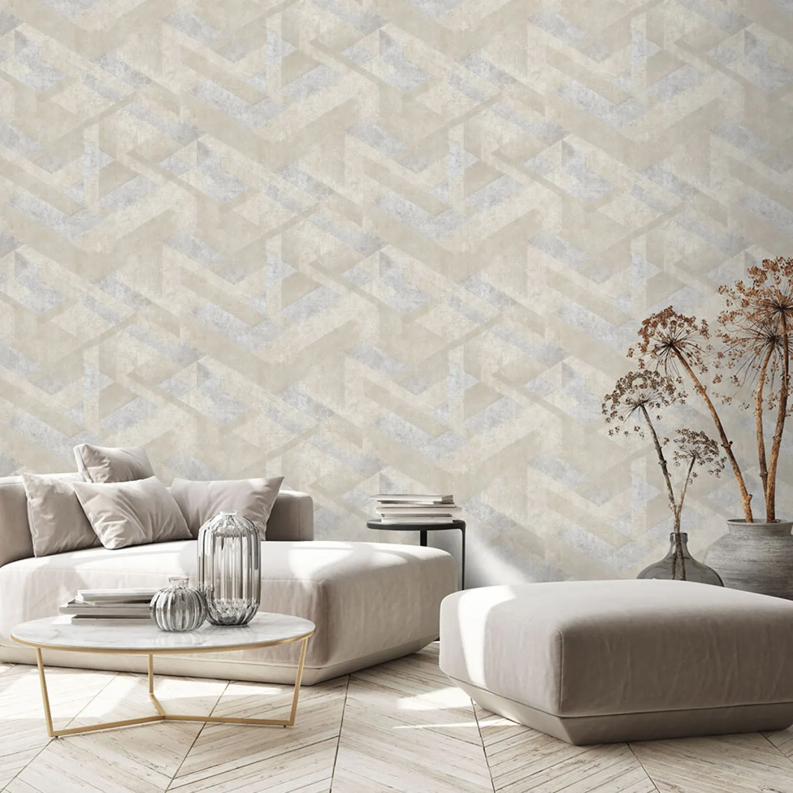 Vliestapete Grafik Betonoptik Beige Grau Metallic 10353-11