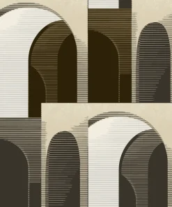 Vliestapete Grafik Bögen Braun Gold Silber Metallic A63301