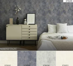 Vliestapete Grafik blaugrau gold Glanz 37424-5