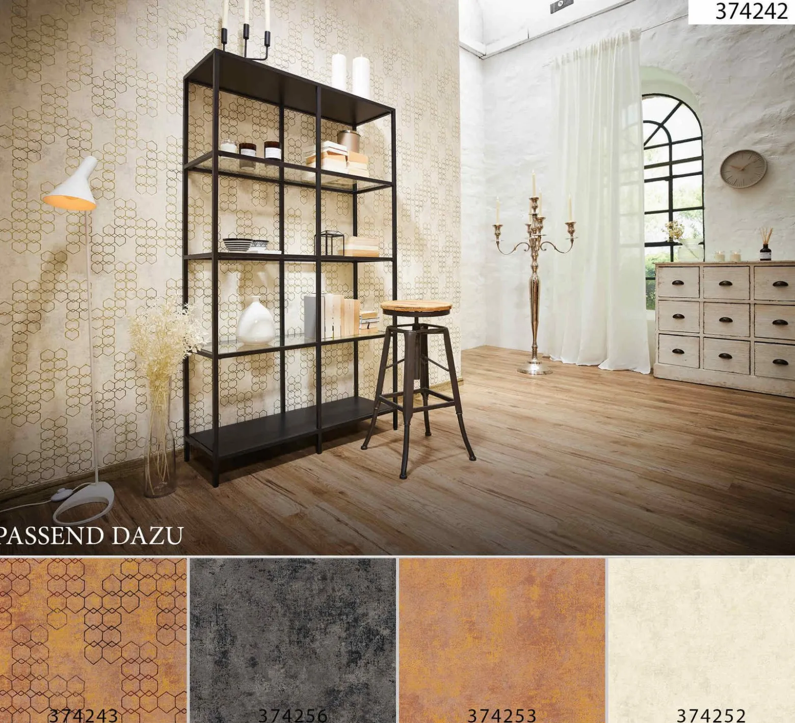 Vliestapete Grafik cremebeige grau gold Glanz 37424-2