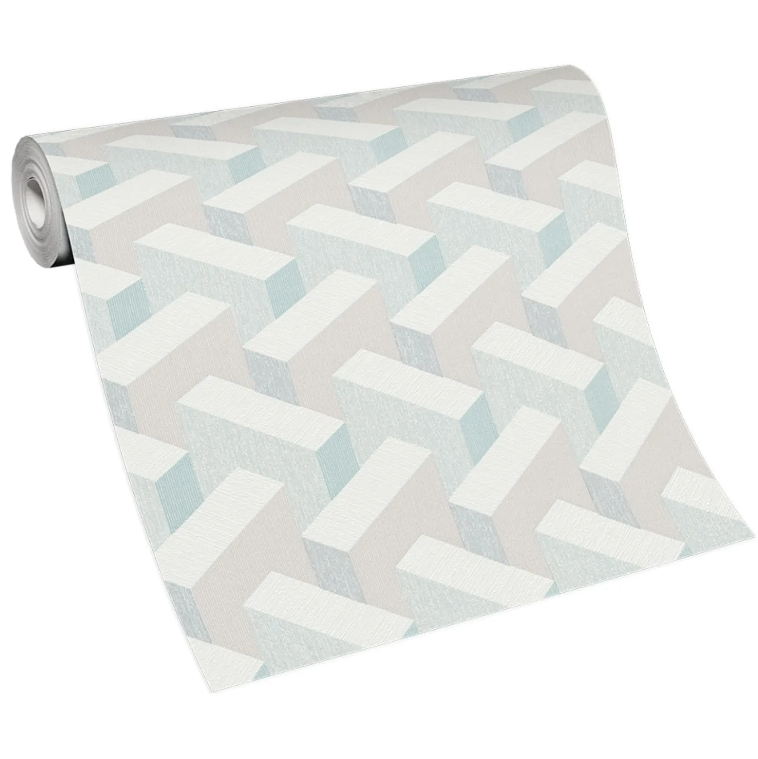 Vliestapete Grafik 3D-Optik Blau Beige Metallic 10382-35