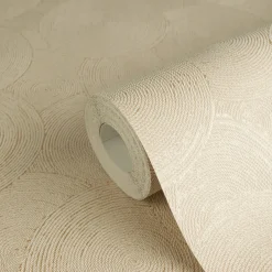 Vliestapete Grafik Kreise Beige Gold Metallic 79093-4