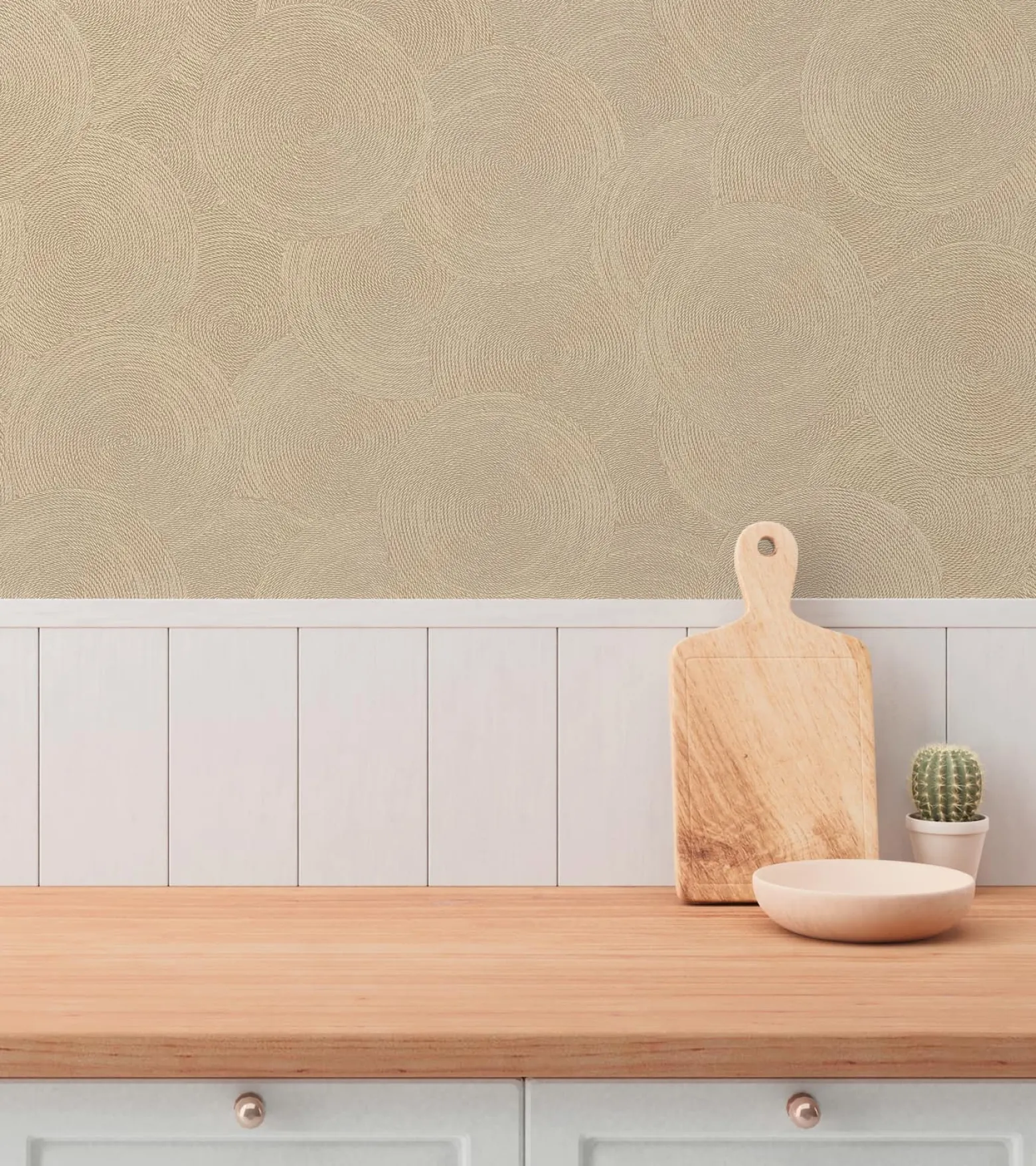Vliestapete Grafik Kreise Beige Gold Metallic 79093-4