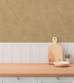 Vliestapete Grafik Kreise Braun Gold Metallic 79093-3