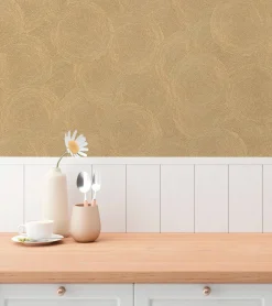 Vliestapete Grafik Kreise Braun Gold Metallic 79093-3