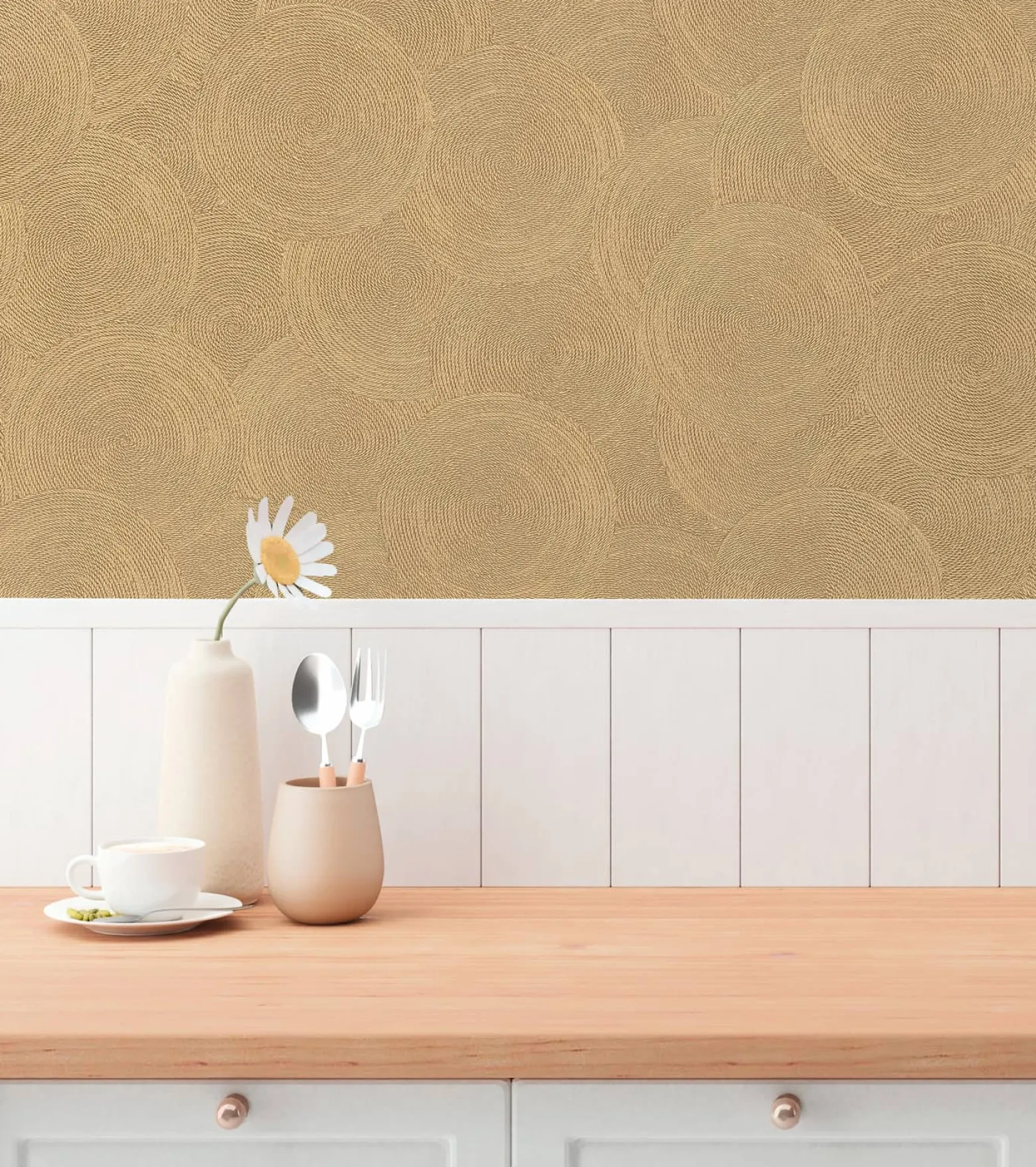 Vliestapete Grafik Kreise Braun Gold Metallic 79093-3