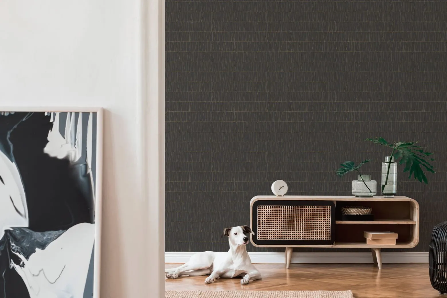 Vliestapete Grafik Linien Schwarz Gold Metallic 39506-3